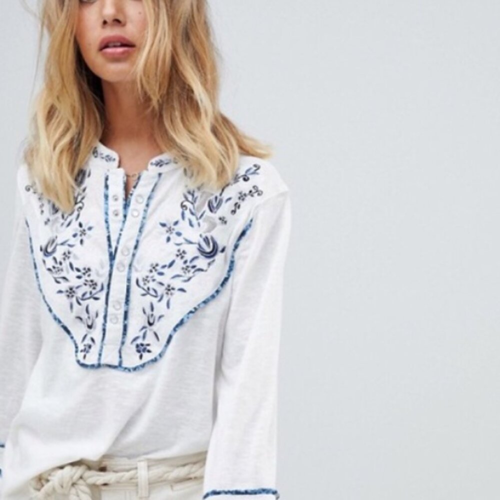 NWT Free People Sundance Kid Western Henley Top